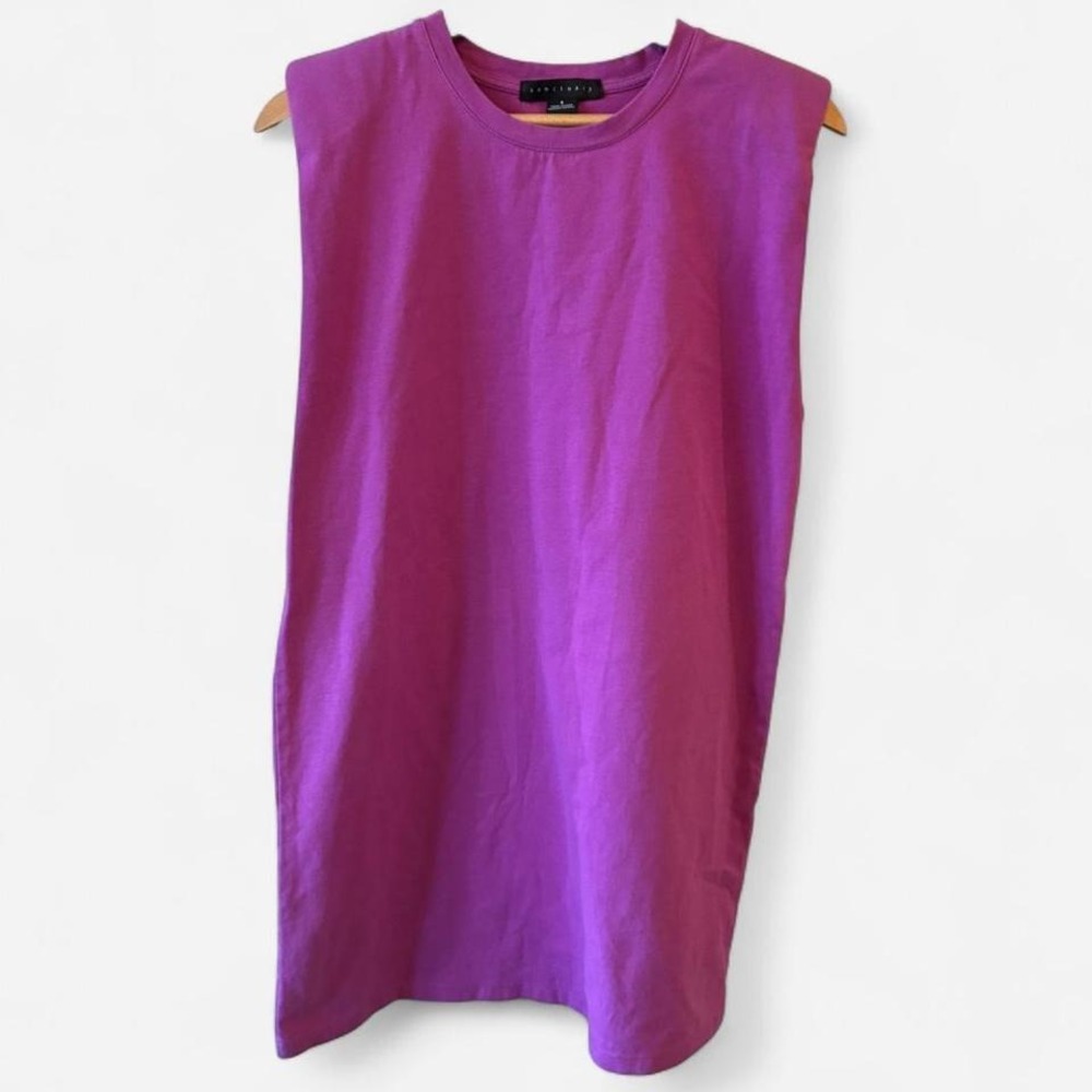 Sanctuary Magenta Purple Shoulder Pad Cotton Shift Dress in Sz Small‎